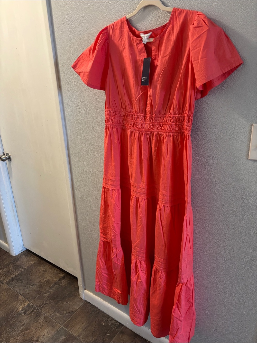 crown & ivy Coral Tiered Maxi Dress